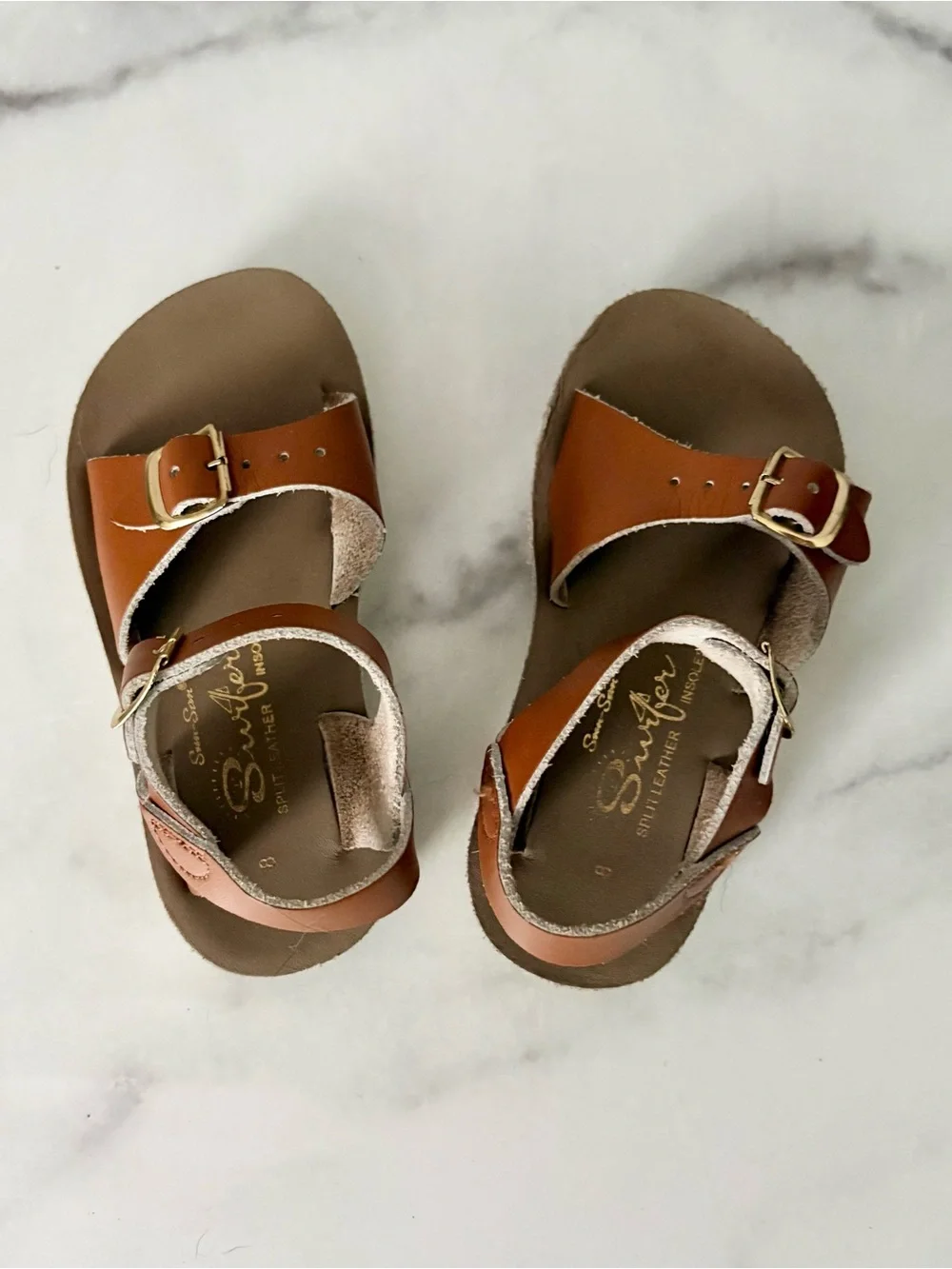 Salt Water Sun-San Surfer Tan Leather Sandals Toddler Size 8